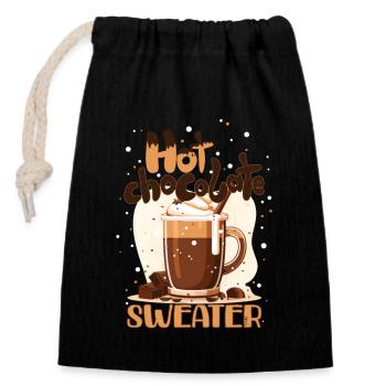 Heiße Schokolade X-Mas Geschenk Winter Kaffee - Verschließbarer Geschenkbeutel aus Baumwolle (14x20cm) - Schwarz - Vorne
