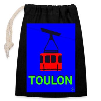 Toulon cable car - Closable cotton gift bag (14x20cm) - black - Front