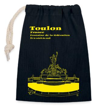 Toulon and its fountain - Closable cotton gift bag (14x20cm) - navy - Front