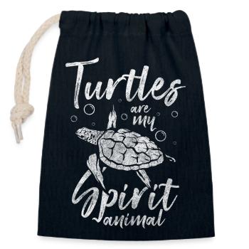 Turtles Reptile Animal Welfare Environmentalists - Closable cotton gift bag (14x20cm) - navy - Front