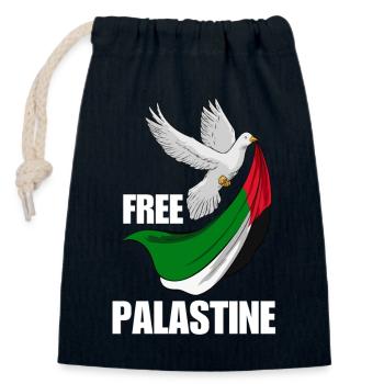 Free Palestine Design – Déclaration pour la paix - Sac cadeau en coton avec cordon (14 x 20 cm) - bleu marine - Devant
