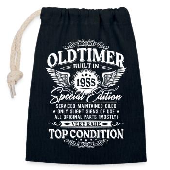 Oldtimer Baujahr 1955 Jahrgang Geburtstag Geschenk - Verschließbarer Geschenkbeutel aus Baumwolle (14x20cm) - Navy - Vorne