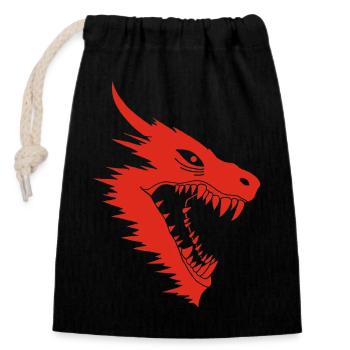 Attaque du dragon rouge - Sac cadeau en coton avec cordon (14 x 20 cm) - noir - Devant