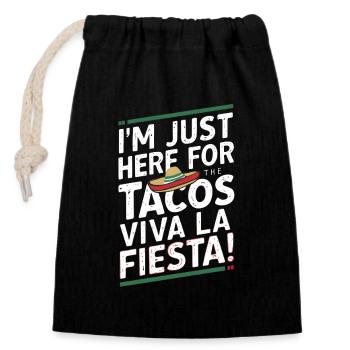 Viva la Fiesta - Verschließbarer Geschenkbeutel aus Baumwolle (14x20cm) - Schwarz - Vorne
