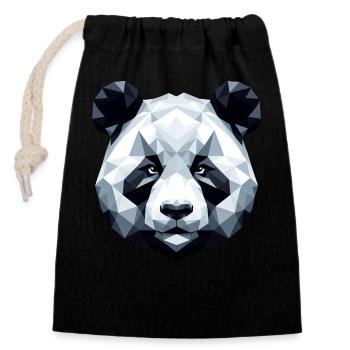 Panda Portrait Géométrie Polygone Style artistique - Sac cadeau en coton avec cordon (14 x 20 cm) - noir - Devant