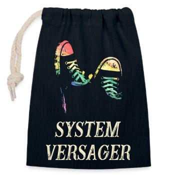 System failures - Closable cotton gift bag (14x20cm) - navy - Front