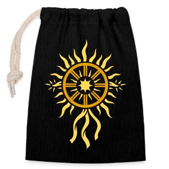 Sonnenrad Symbol - Mittsommer Feuerrad - Verschließbarer Geschenkbeutel aus Baumwolle (14x20cm) - Schwarz - Vorne