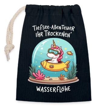 Aquarium Licorne - Sac cadeau en coton avec cordon (14 x 20 cm) - bleu marine - Devant