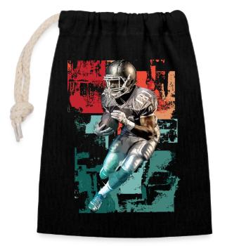 American Football Spieler USA Amerika Sport Retro - Verschließbarer Geschenkbeutel aus Baumwolle (14x20cm) - Schwarz - Vorne