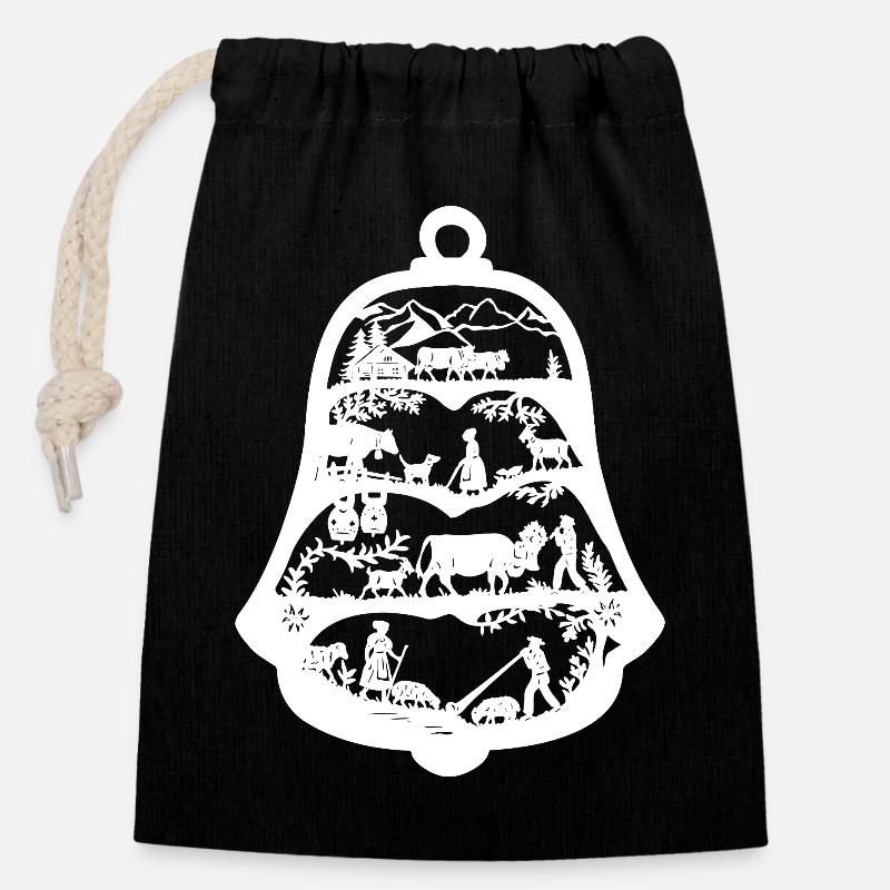 Alpenglocke_white - Closable cotton gift bag (14x20cm) - black