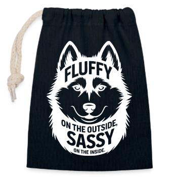 Fluffy Outside Sassy Inside Husky  - Closable cotton gift bag (14x20cm) - navy - Front