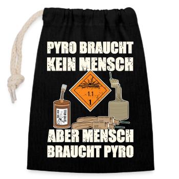 Pyro Silvester - Verschließbarer Geschenkbeutel aus Baumwolle (14x20cm) - Schwarz - Vorne