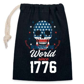 Amerikanischer Flagenschädel mit Historie - Verschließbarer Geschenkbeutel aus Baumwolle (14x20cm) - Navy - Vorne