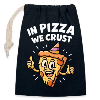 Conception amusante de fête de pizza - Sac cadeau en coton avec cordon (14 x 20 cm) - bleu marine - Devant