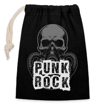 Cyber Skull Gas Mask Punk Rock Design - Closable cotton gift bag (14x20cm) - black - Front