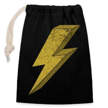 Flash dynamique en or 3D - Sac cadeau en coton avec cordon (14 x 20 cm) - noir - Devant