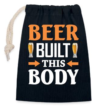 Beer built this body - Verschließbarer Geschenkbeutel aus Baumwolle (14x20cm) - Navy - Vorne