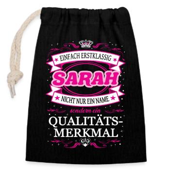 Caractéristique de qualité Sarah tout simplement de première classe - Sac cadeau en coton avec cordon (14 x 20 cm) - noir - Devant