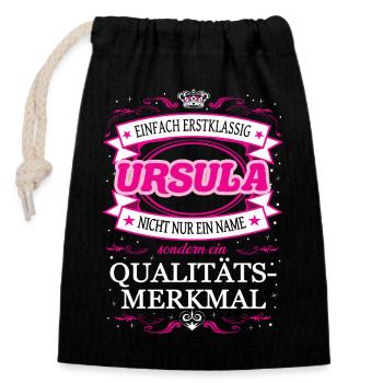 Quality feature Ursula simply first-class - Closable cotton gift bag (14x20cm) - black - Front