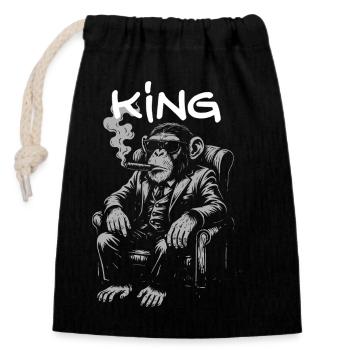 King Chimp in a Smoking Suit - Closable cotton gift bag (14x20cm) - black - Front