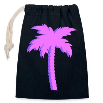 Dégradé de palmiers violets - Sac cadeau en coton avec cordon (14 x 20 cm) - bleu marine - Devant