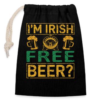 Irish Free Beer - Verschließbarer Geschenkbeutel aus Baumwolle (14x20cm) - Schwarz - Vorne
