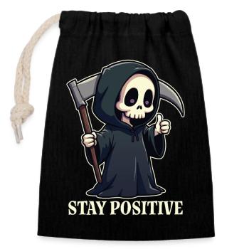 Stay Positive - Closable cotton gift bag (14x20cm) - black - Front