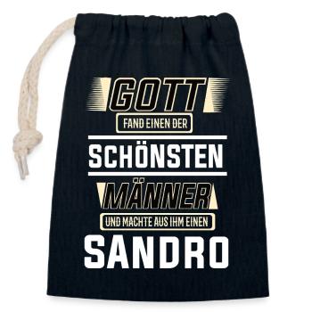 Sandro le plus bel homme façonné par Dieu Design - Sac cadeau en coton avec cordon (14 x 20 cm) - bleu marine - Devant