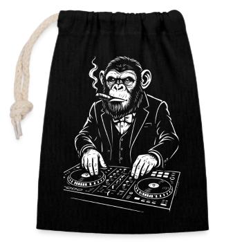 Monkey Club DJ en costume - Sac cadeau en coton avec cordon (14 x 20 cm) - noir - Devant