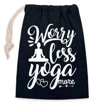 Worry less yoga more - Closable cotton gift bag (14x20cm) - navy - Front