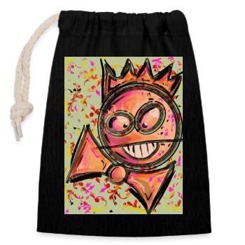 Boom Smile - Closable cotton gift bag (14x20cm) - black - Front