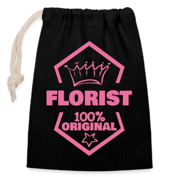 Work Florist - Closable cotton gift bag (14x20cm) - black - Front