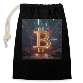 Bitcoin Power Development – Énergie dynamique - Sac cadeau en coton avec cordon (14 x 20 cm) - noir - Devant