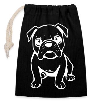Bulldogge Hunde T-shirt Hundeshirt Geschenk  - Verschließbarer Geschenkbeutel aus Baumwolle (14x20cm) - Schwarz - Vorne