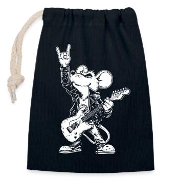 Metalhead Rock Mouse Rat Cartoon - Closable cotton gift bag (14x20cm) - navy - Front