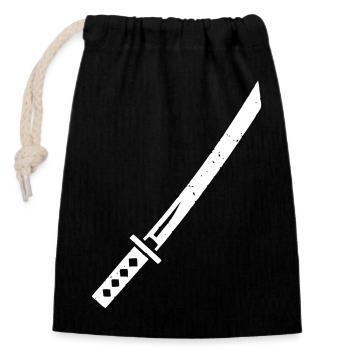 Vecteur d’arme samouraï Katana Épée - Sac cadeau en coton avec cordon (14 x 20 cm) - noir - Devant