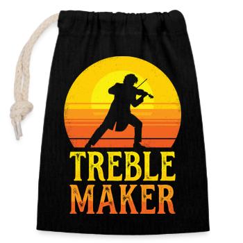 Treble Maker Pun Musician Violonist Man - Closable cotton gift bag (14x20cm) - black - Front