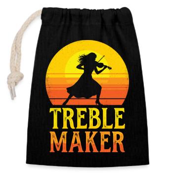Treble Maker Pun Musician Violonist - Closable cotton gift bag (14x20cm) - black - Front