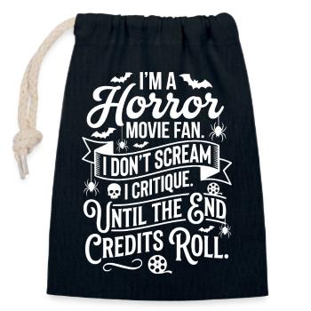 Horror-Fan: Kritisch bis Abspann - Verschließbarer Geschenkbeutel aus Baumwolle (14x20cm) - Navy - Vorne