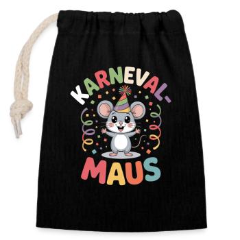 Karnevalsmaus Karneval Köln Kölner Karnevals Maus - Verschließbarer Geschenkbeutel aus Baumwolle (14x20cm) - Schwarz - Vorne