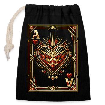 Cadeau de costumes de carnaval pour le jeu de cartes As de Cœur - Sac cadeau en coton avec cordon (14 x 20 cm) - noir - Devant
