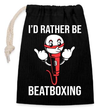 Beatbox - Verschließbarer Geschenkbeutel aus Baumwolle (14x20cm) - Schwarz - Vorne