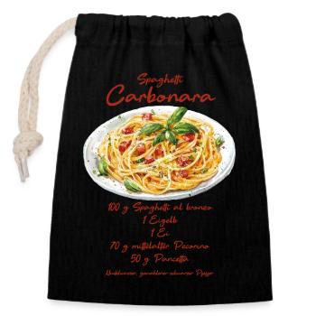 Carbonara - Sac cadeau en coton avec cordon (14 x 20 cm) - noir - Devant