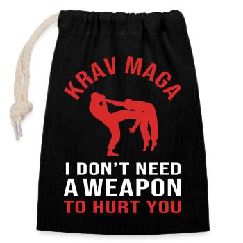 Krav Maga - Sac cadeau en coton avec cordon (14 x 20 cm) - noir - Devant