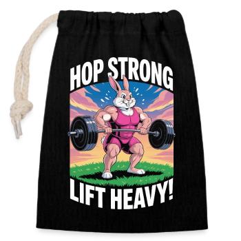 Hop Strong. Levez Lourd - Sac cadeau en coton avec cordon (14 x 20 cm) - noir - Devant
