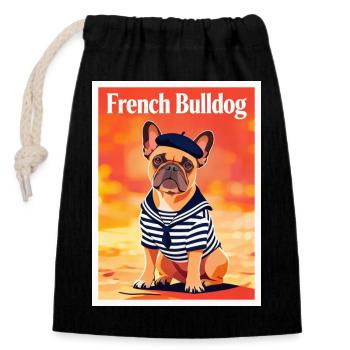Marine Bulldog Sailor - Verschließbarer Geschenkbeutel aus Baumwolle (14x20cm) - Schwarz - Vorne