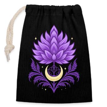 Thistle Moon Symbol - Floral Nature Motif - Closable cotton gift bag (14x20cm) - black - Front
