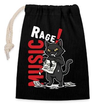 Music Rage Cat Notenblatt Humor - Verschließbarer Geschenkbeutel aus Baumwolle (14x20cm) - Schwarz - Vorne
