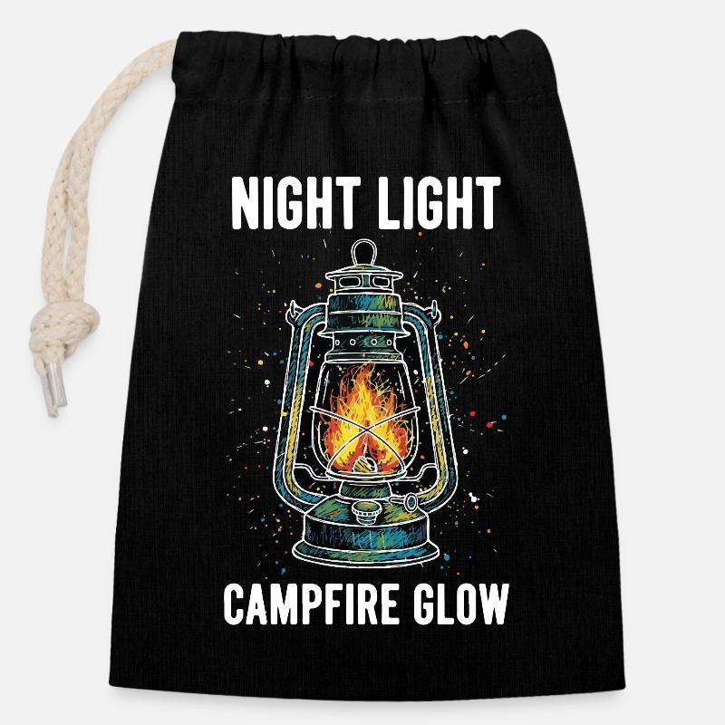 Nachtlicht, Lagerfeuer-Leuchtlampe, Laterne - Verschließbarer Geschenkbeutel aus Baumwolle (14x20cm) - Schwarz