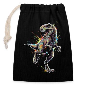 T-Rex_Apex_Explosion_Couleurs_Neon - Closable cotton gift bag (14x20cm) - black - Front